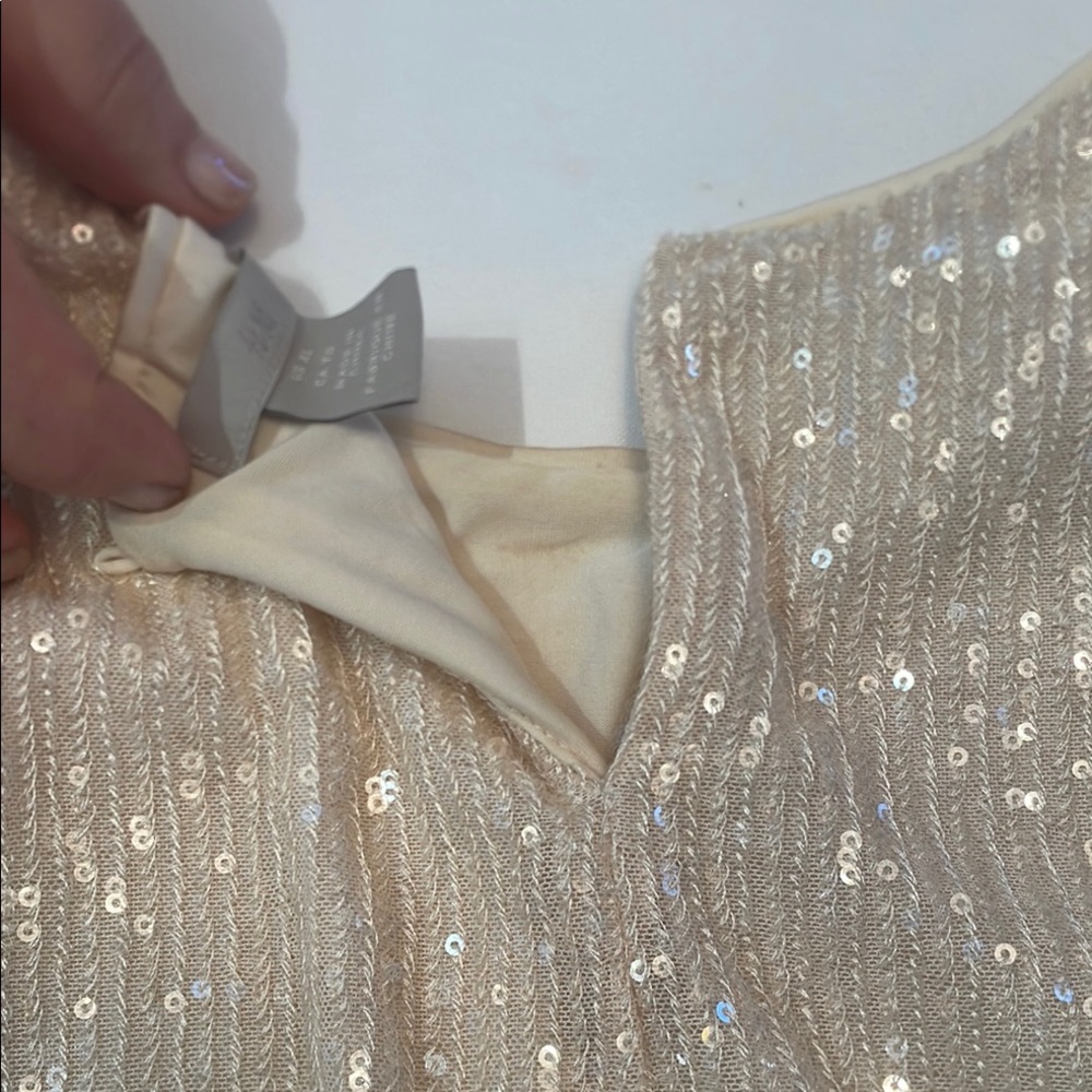 Sequin Embellished Cream Dress